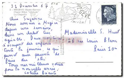 Capela nevada — Mégeve — Editor J. Le Marigot — Verso