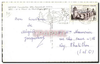 Mégève ensolarada — Paisagens da Saboia — Edição J. Cellard, Bron — Verso