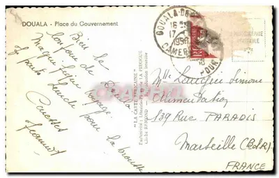 Kościół w Douale — Plac Rządu — La Carte Africaine — Rewers