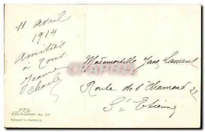 Ovo decorativo com pássaro — cartão de Páscoa — PTL Art de Dienne No. 508 — Verso