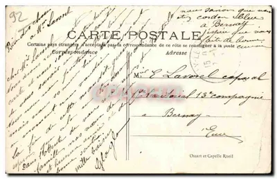 Reuil - Le Chapelle - Zamek Malmaison - rezydencja Napoleona I i Josefiny - Stara pocztówka — Rewers
