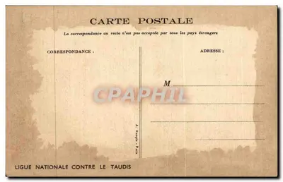 Deux enfants regardant un bébé dans un coffre — scène d'intérieur — éditeur Ligue Nationale Contre le Taudis — Rewers