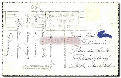 Fontaine do Peyra — Vence — Edições MALO — Verso