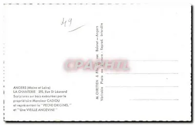 Sculptury na drewnie — Angers — M. Chretien & Fils — Rewers