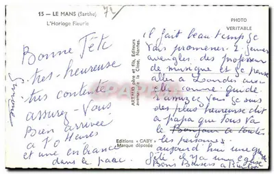 A Relógio Florido — Le Mans (Sarthe) — Edições Gaby — Verso