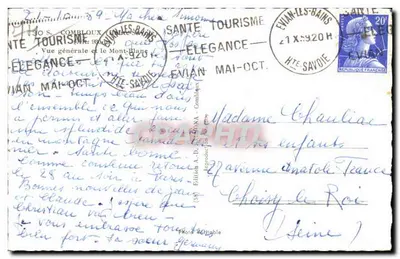 Bilhete postal semimoderno Bilhete postal semimoderno — Vista geral e o Monte Branco — Verso