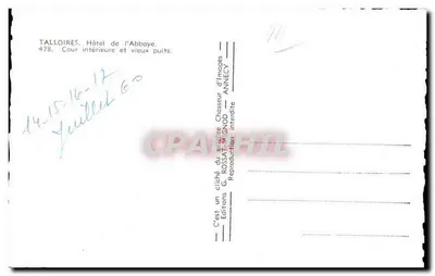 तालोइर। होटेल डी ल'अब्बेई — आंतरिक आंगन आर विज्ञान पुराना पोस्टकार्ड एडिशन जी। रोसाट-मिग्नॉड — पीछे