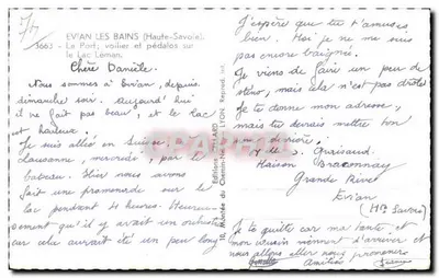 Évian-les-Bains — Port; jacht i rowery na jeziorze Léman — Wydawnictwo Chemin-Neuf, Lyon — Rewers