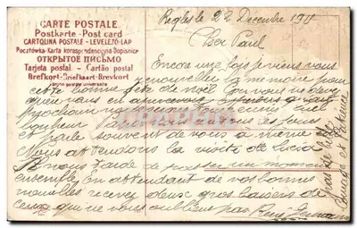 Natal — paisagem invernal com fazenda — Cartolina Postale — Verso
