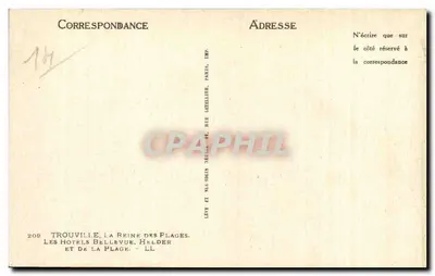 Trouville - De Hotels Bellevue en de Plage — Imp. Letellier, Parijs — Achterkant