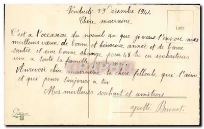 Bukiet fiołków w koszyku — Wesołych Świąt — wydawca Pittius, nr 1901 — Rewers