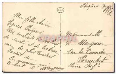 Decorative Egg with Chicks — Bouquet of Flowers — Publisher M.G.A. — Back