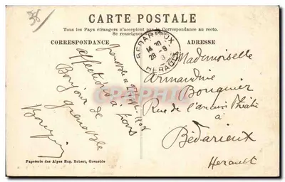Grenoble — Hotel Pocztowy i Telegrafowy — Papeterie des Alpes Eug. Robert — Rewers