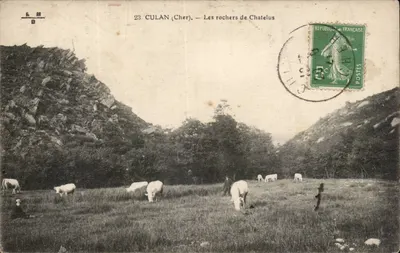 Culan (Cher) — Os rochedos de Chatelus — Editor R. Maquaire, n°23