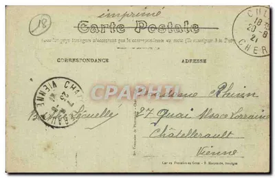 Culan (Cher) — Os rochedos de Chatelus — Editor R. Maquaire, n°23 — Verso