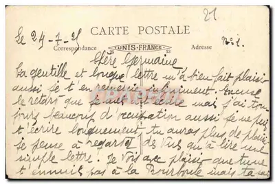 Stara pocztówka Châtillon-sur-Seine Plac Poczty Hotel Miejski — Rewers