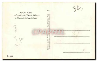 Auch (Gers) — Katedra (XVe i XVIe w.) i Plac Wolności — Wydawnictwo Sztuki 'Yvan' Paryż — Rewers