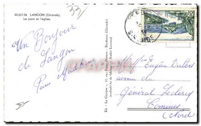 Langon (Gironde) — Ponte metálica e igreja — La Cigogne — Verso