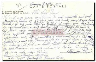 Digue de Pinay sobre a Loire — Ao redor de Roanne — Editor não visível — Verso
