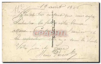 Fiolety — bukiet w białym naczyniu — Gloria, n° 2381 — Rewers