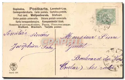 Arranjo de violetas e flores de primavera — Eu penso em você — editor A.I.S. série 137 — Verso