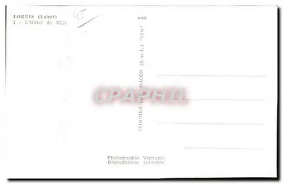Lorris (Loiret) — O Hotel de Ville — Combière & Maccon — Verso