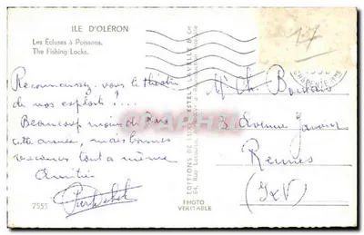 Ilha de Oléron — As Escamas de Peixe — Editor Estel, n°7555 — Verso