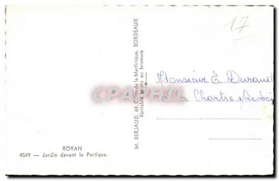 Jardin devant le Portique — Royan — M. Berjaud — Verso