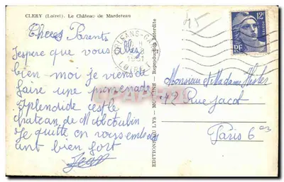 Kasteel van Mardereau — Clery (Loiret) — Éditions du Lys — Achterkant