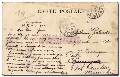 Bilhete postal antigo Vassy O castelo — Verso