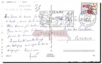 Fécamp — De kade en de kliffen — Uitgever Estel, n° 36610 — Achterkant