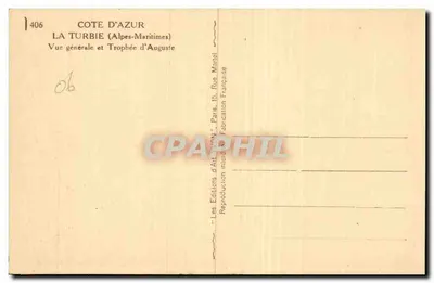 La Turbie — Vista geral e Troféu de Augusto — Les Éditions d'Art Lyon — Verso