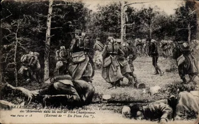 Batalha da Marne (setembro de 1914) — Perseguição aos alemães na floresta de Fère-Champenoise — Extrait de ‘En Plein Feu’ — Vileé, Paris n°3