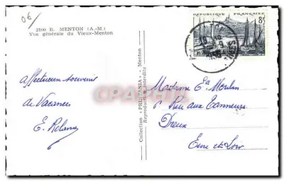 Ogólny widok Starego Menton — Zbiór PRINTEANIA — wydawca A.M. — Rewers