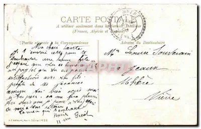 Duas pombas em um cesto de flores — Lembrança afetuosa — K.F. editores, Série 1422 — Verso
