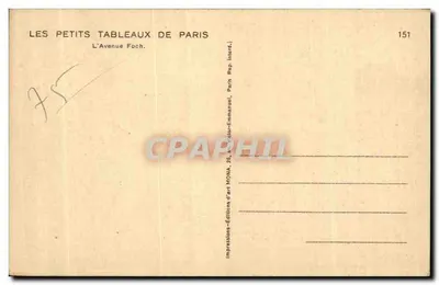 Avenue Foch — Paryż — Éditions d'art MONA, n°151 — Rewers