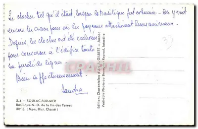 Soulac-sur-Mer — Basílica Nossa Senhora da Fim das Terras — Edições Gilbert — Verso