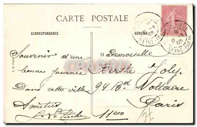 Rouen — Kolorowana wizualizacja historyczna — Wydawca L. E. Paris, nr nieodczytalny — Rewers