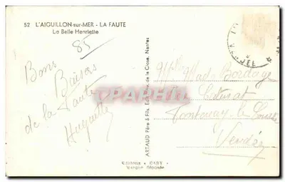 La Faute-sur-Mer — La Belle Henriette — Gaby — Verso