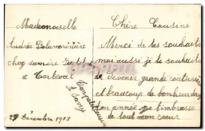 Buquê de rosas e mimosa — Boa Ano — DIX Paris 2071 — Verso