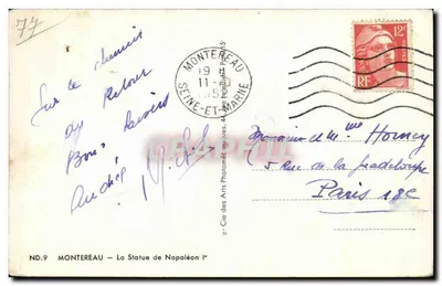Montereau — Estátua de Napoleão I — Cie des Arts Photométriques, ND.9 — Verso
