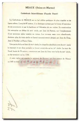 Catedral de Meaux — Facha Oeste — Coleção da Kolarsine e da Solução Pautauberge, 4ª série — Verso