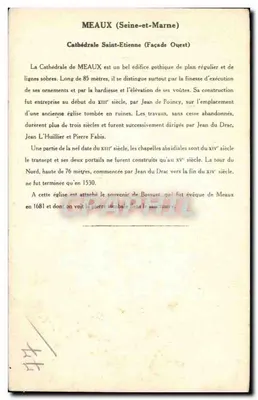 Méaux (Seine-et-Marne) — Catedral de Méaux (Fachada Oeste) — Coleção da Kolarsine e da Solução Pautauherge, 4ª Série — Verso