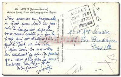Moret-sur-Loire — Kościół i Brama Burgundzka — Joie des Artistes et Pêcheurs — Rewers