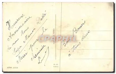 Bouquet de fleurs blanches et éperon — Wspomnienia o szczęściu — seria 3050, M.D. Paris — Rewers
