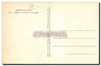 Moret-sur-Loing — A Igreja e a Porta da Borgonha — Edição de Arte Charton, Imp. Patras — Verso
