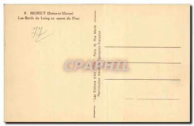 Brzegi Loingu powyżej mostu — Moret (Seine-et-Marne) — Les Éditions d'Art 'VYON' Paris — Rewers