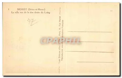 Moret (Seine-et-Marne) — Miasto widziane z prawego brzegu Loing — Wydawnictwo Sztuki Yvon, Paryż — Rewers