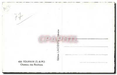 Castelo dos Boulayes — Tournan (S.-&-M.) — Edição Lacoste Libraire, n° 436 — Verso