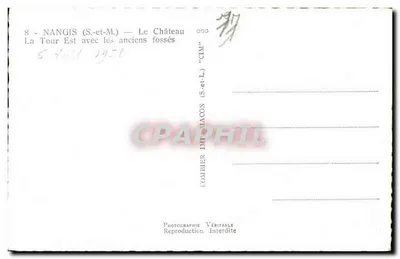Nangis (S.-et-M.) — O Castelo, A Torre Leste com os antigos fosso — Combier Imprimeur — Verso